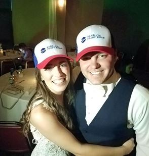 Facebook image: When you get married, the #bankfamily attends en masse, with swag (hats) for guests. #lovewhereyouwork
